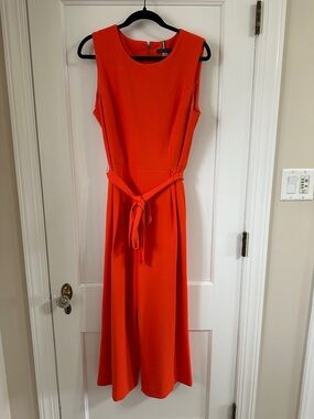 Tommy Hilfiger Sleeveless Tie-Waist Jumpsuit in Bright Orange